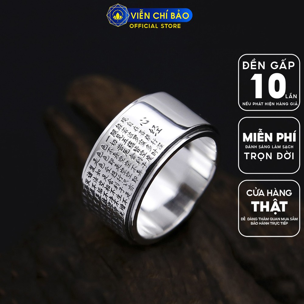 Nhẫn bạc nam Bát Nhã Tâm Kinh xoay 360 độ chất liệu bạc Thái 925 thời trang phụ kiện trang sức Viễn Chí Bảo N100803