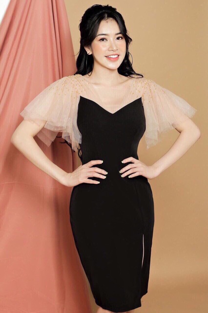 ĐẦM BODY ĐÍNH HẠT TAY PHỐI LƯỚI