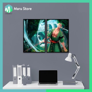 Combo 2 Tranh Treo Tường Zoro, Vải Canvas, Có Khung Chắc Chắn, Hiện Đại
