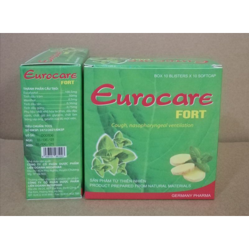 Eurocare đỏ, hỗ trợ giảm ho, đau rát họng