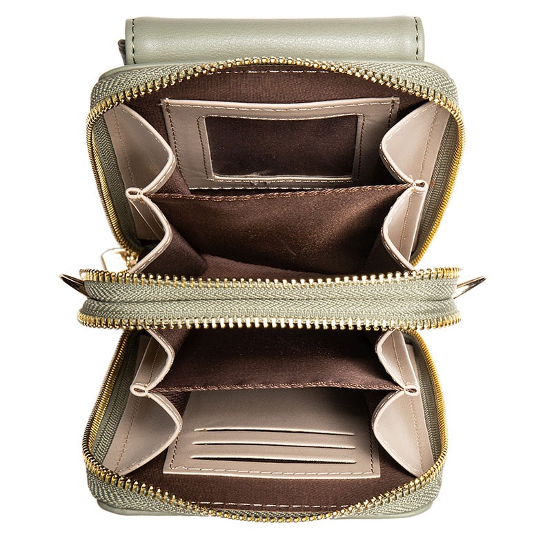 Túi đeo chéo đựng điện thoại cỡ lớn phối khóa kéo đôi