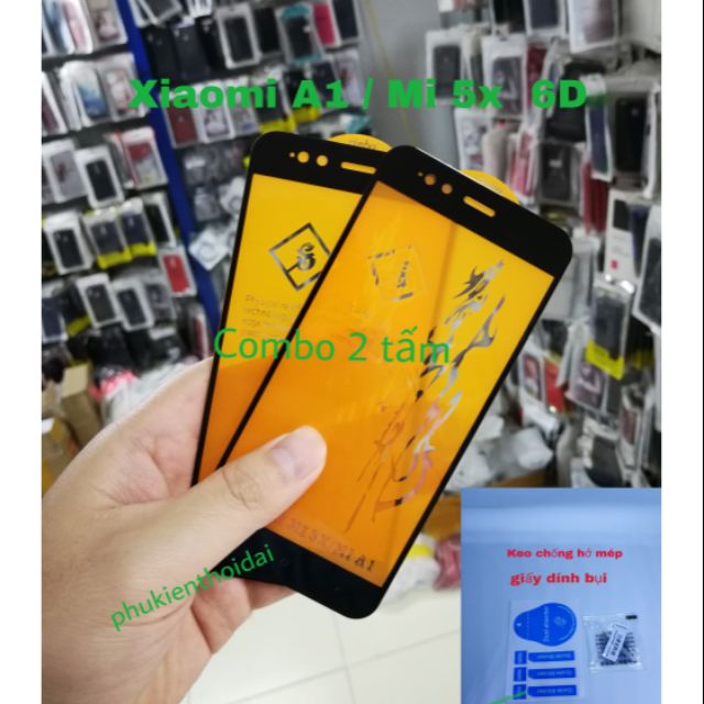 Cường lực 6D Xiaomi A1 / Mi 5x Full màn Full keo Ôm viền 2.5D cao cấp ( tặng keo mép giấy lấy bụi )