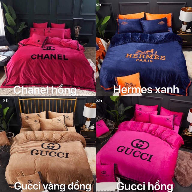 Set chăn ga nỉ nhung thêu thương hiệu cao cấp, dc chọn mẫu | BigBuy360 - bigbuy360.vn