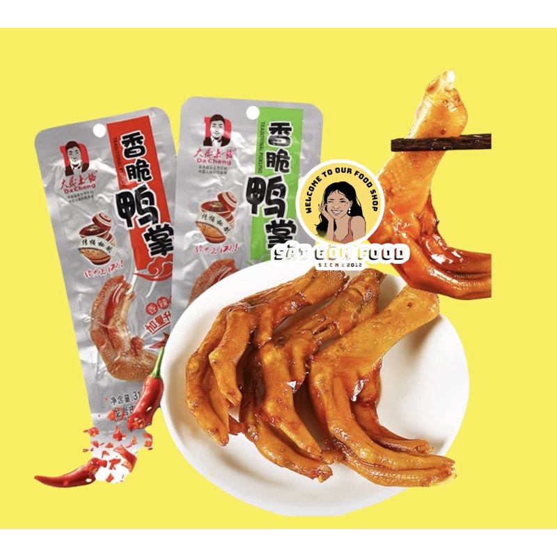Chân vịt cay dacheng tứ xuyên ăn liền màu đỏ/xanh chiếc 31.8g, đồ ăn vặt Sài Gòn ngon bổ rẻ | SaiGonFood