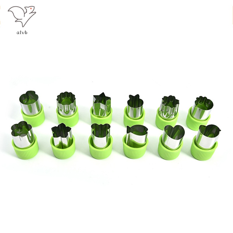 Bộ 12 Khuôn Cắt Rau Củ Quả Làm Bánh Quy/Sushi/Trái Cây 12 Ngăn Hình Bông Hoa/Ngôi Sao