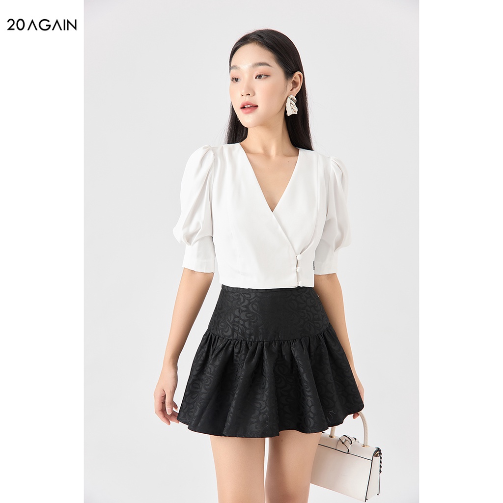 [Mã WABR250 giảm 10% đơn 250k] Chân váy ngắn 20AGAIN màu đen, đủ size, dáng xòe thân dưới rút dúm JXW0800