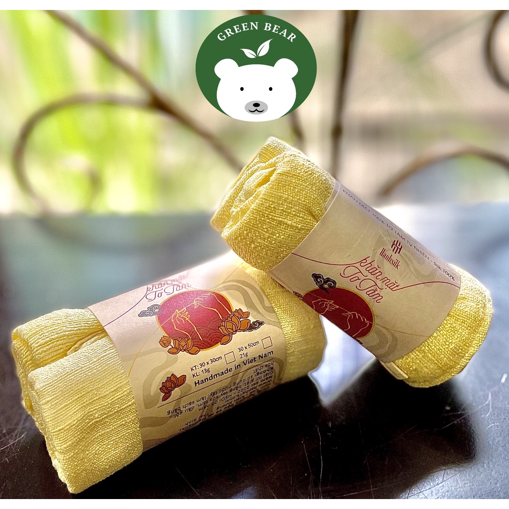 Khăn rửa mặt kiêm tẩy trang tự nhiên, 100% tơ tằm HanhSilk dùng tốt cho trẻ sơ sinh, trẻ nhỏ và em bé