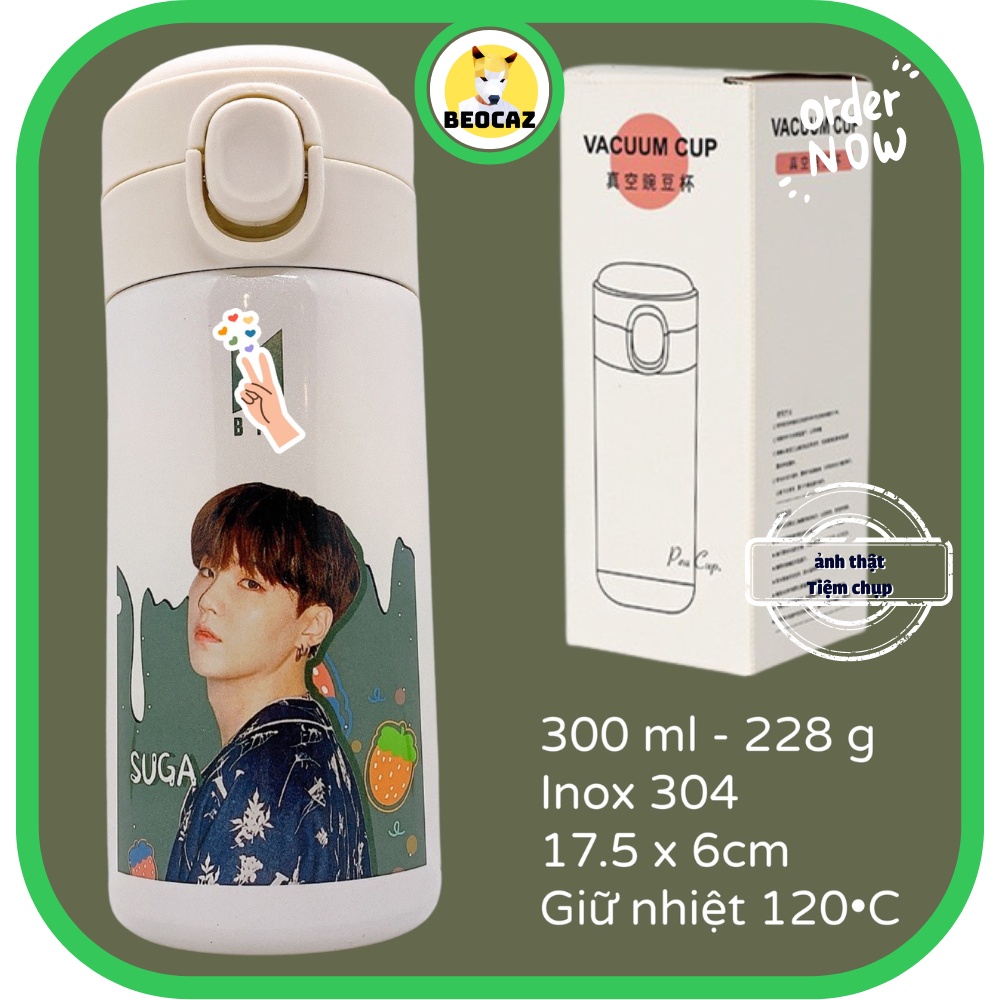Bình giữ nhiệt Inox BTS 330 ml V Jimin Jungkook Bangtan Boys bình nước quà tặng Full Box dễ thương chibi có sẵn