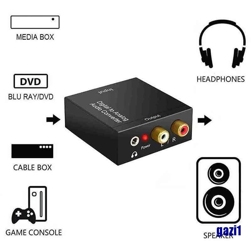 (gazi1) Optical Coax Toslink Digital to Analog Converter RCA L/R Stereo Audio Adapter