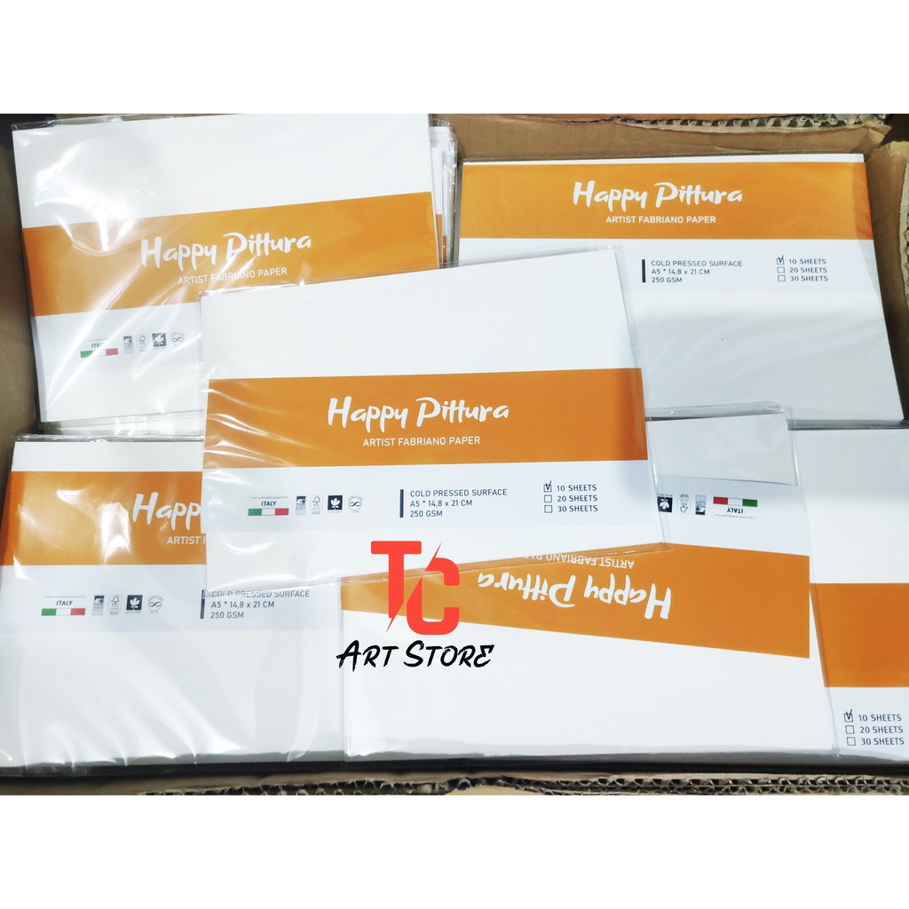 Giấy Vẽ Màu Nước Happy Pittura A5/A4/A3 – Set 10 Tờ 250gsm