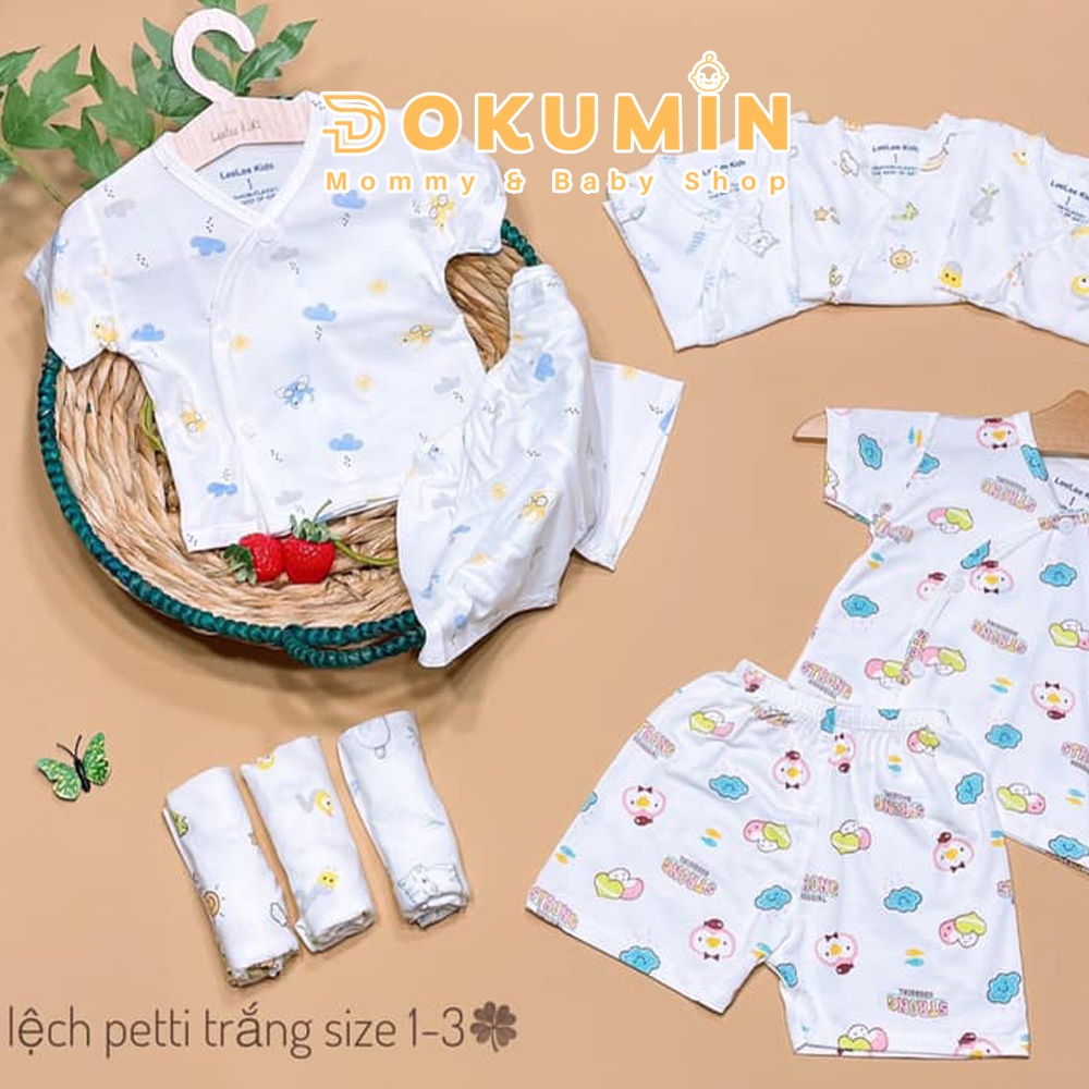 Bộ quần áo trẻ em sơ sinh 0 12 tháng bộ cộc tay Hi Mom petit LỆCH CỘC xuân hè cho bé trai bé gái nam nữ BCT0340