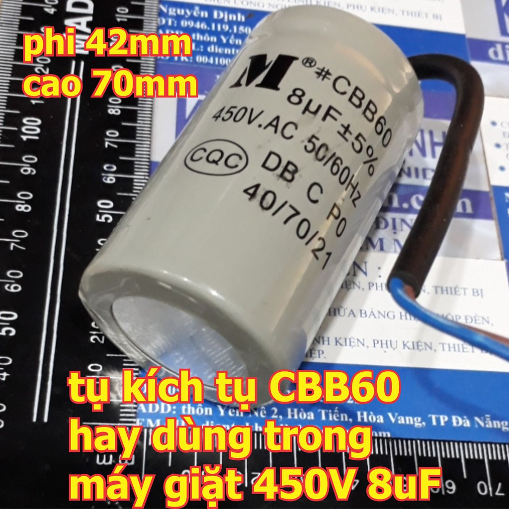 tụ điện tụ kích tụ CBB60 hay dùng trong máy giặt 450V 4uF ~ 20uF kde6301