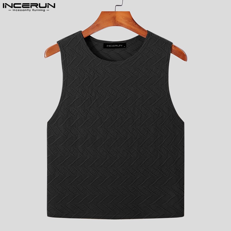 Áo ba lỗ INCERUN tập gym họa tiết hoa cổ tròn dành cho nam