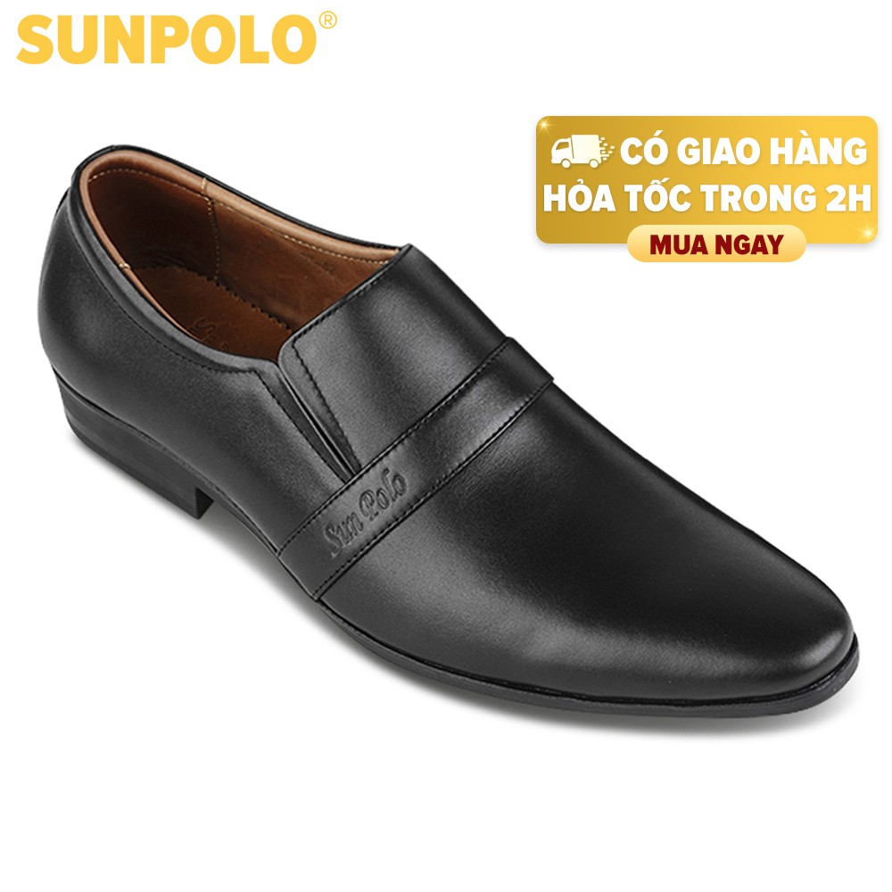 Giày Tây Nam Da Bò SUNPOLO Đen Nâu SUMU07DN