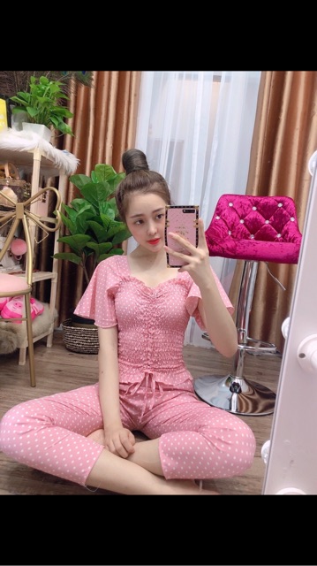 SET LỤA CHẤM BI , RÚT DÂY ! Siêu xinh !