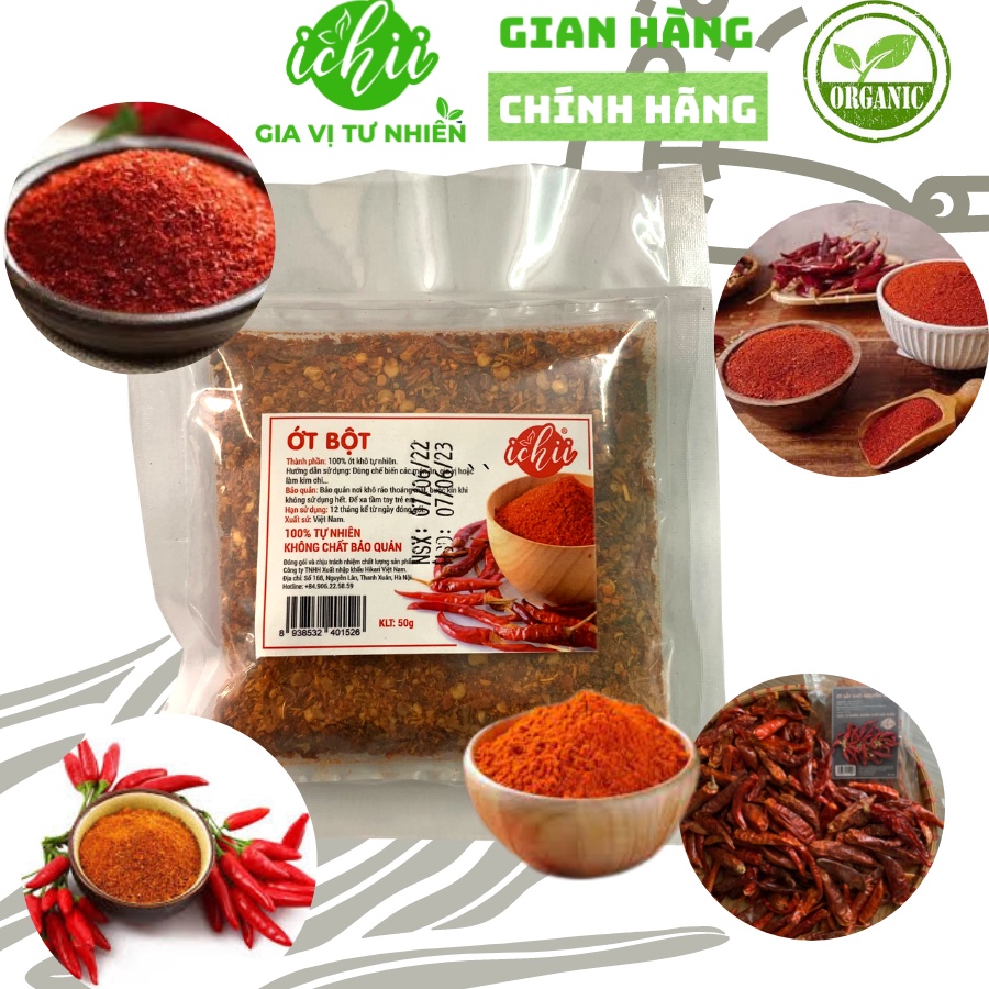 Bột ớt ICHII, Ớt bột  xay nguyên chất nguyên liệu nấu ăn gói 20g - 50g