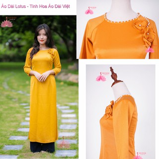 (Giá Sale)Áo Dài Cách Tân Vàng Đính Hoa Kết Cườm Cổ  - CT0401 cung cấp bởi Áo Dài Lotus