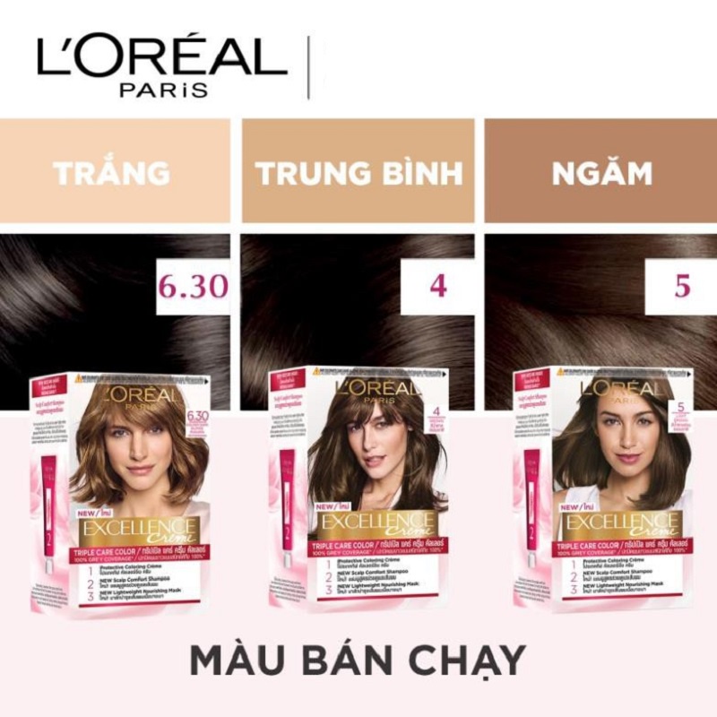 (Nhuộm LOREAL) Màu nhuộm dưỡng tóc phủ bạc LOreal Paris Excellence Crème 172ml