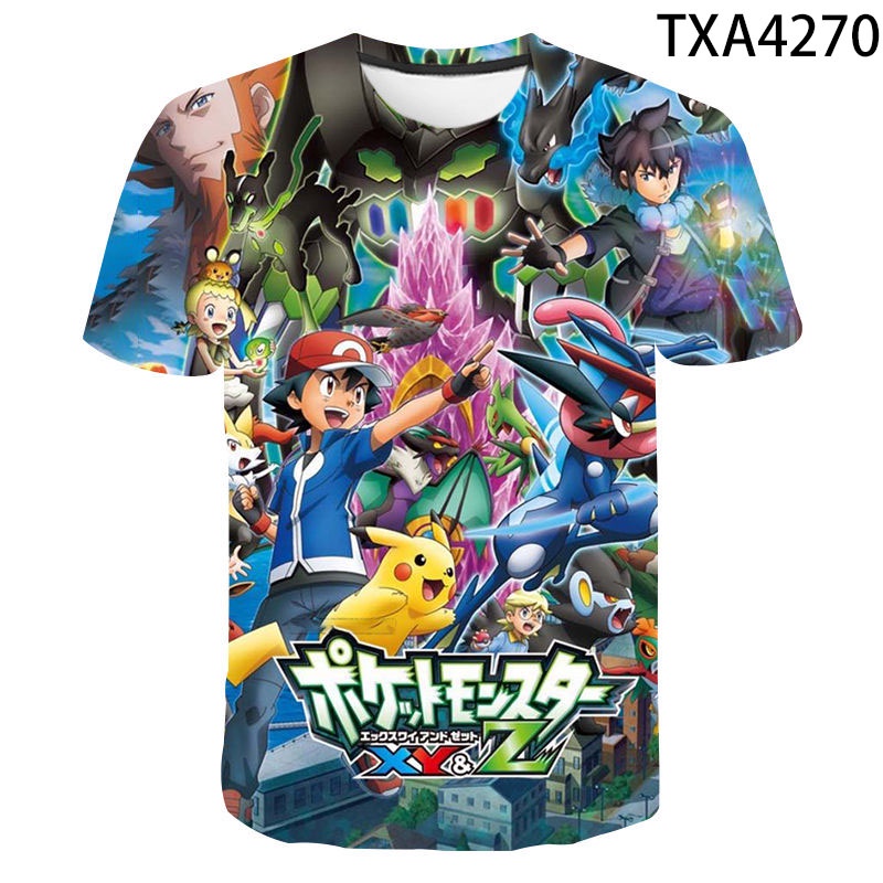 Áo thun tay ngắn in họa tiết pokemon 3D thời trang đơn giản cho trẻ em