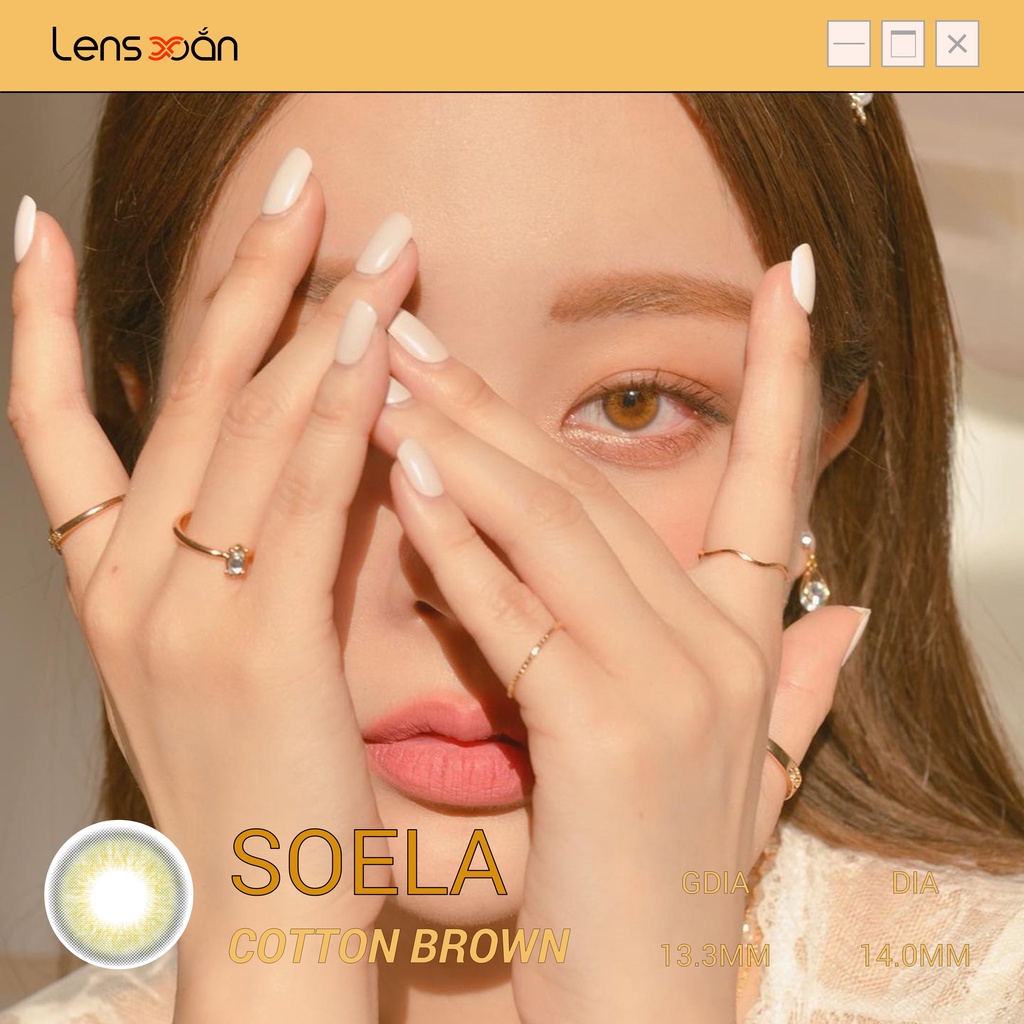 KÍNH ÁP TRÒNG SOELA EYE COTTON BROWN CỦA ISHA(12THANG):Lens nâu vàng sáng nhẹ nhàng | Lens Xoắn (GIÁ 1 CHIẾC, ĐỌC LƯU Ý)