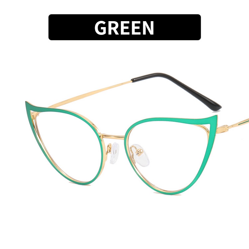 (JIUERBA) Mắt Kính Thời Trang Phương Tây Gọng Kim Loại Màu Kẹo Ngọt Mắt Mèo Ánh Sáng Xanh Lam