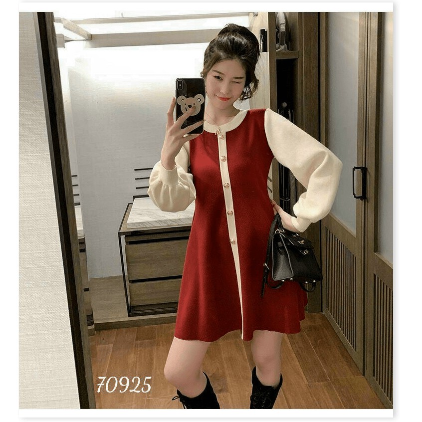 ĐẦM NỮ BABY DOLL PHỐI NÚT TIỂU THƯ XINH XẮN