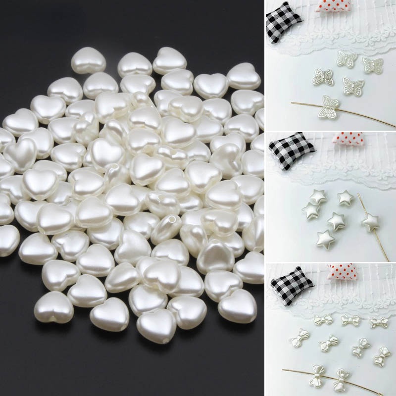 Bộ 200 Hạt Nhựa Acrylic Hình Trái Tim 10x11mm Làm Trang Sức