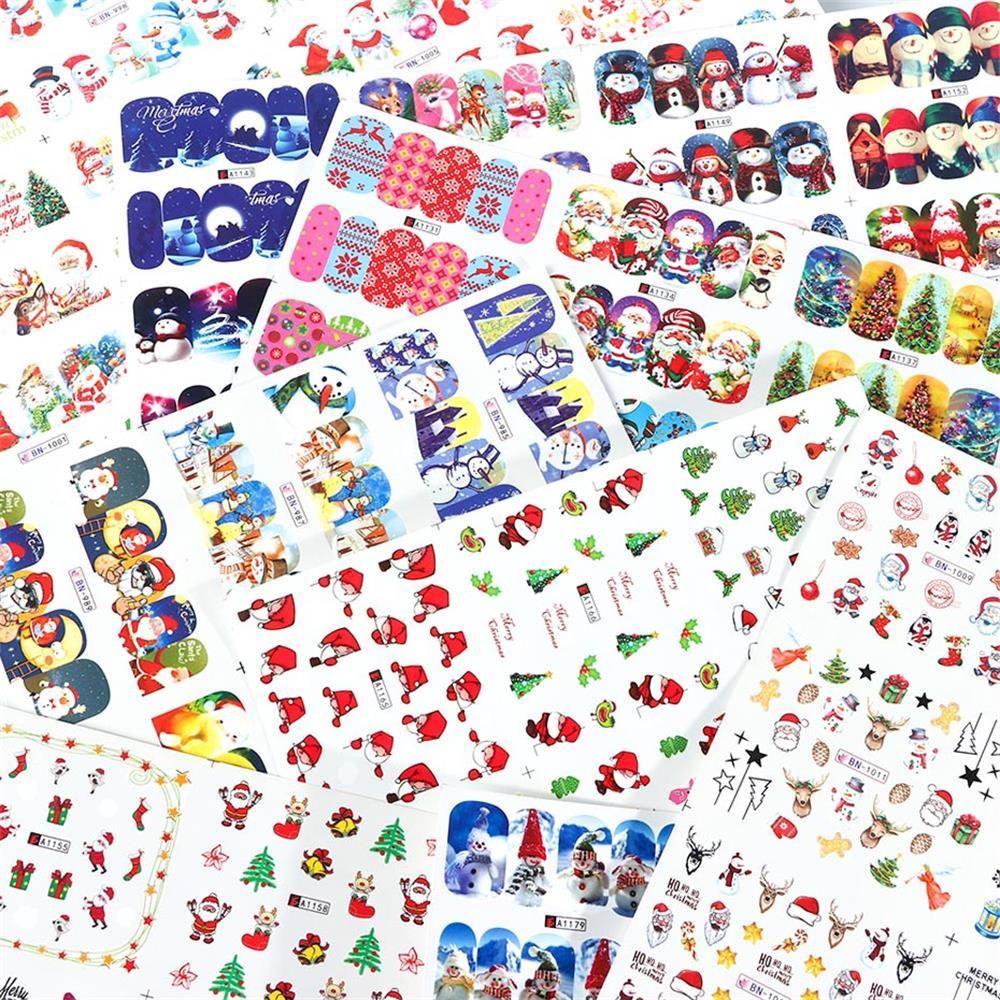 1 Miếng Dán Trang Trí Móng Tay Toàn Diện Họa Tiết Giáng Sinh