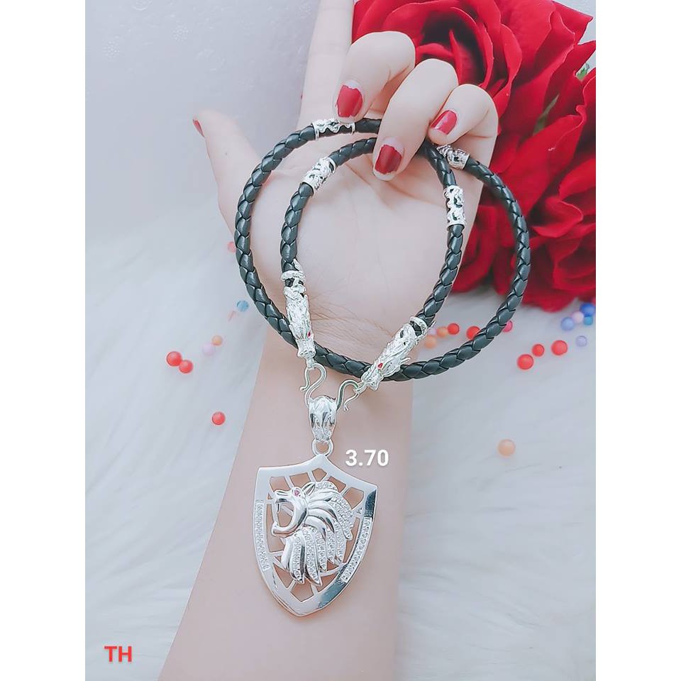 Dây da và trơn bọc rồng kết hợp mặt có 8 mẫu bạc ta - Trang sức bạc đẹp hjc