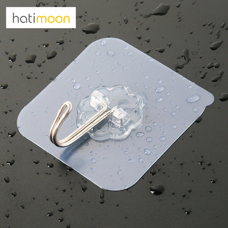 Móc dán tường siêu dính trong suốt Hatimoon chịu lực tốt treo tường chắc chắn 6x6 cm