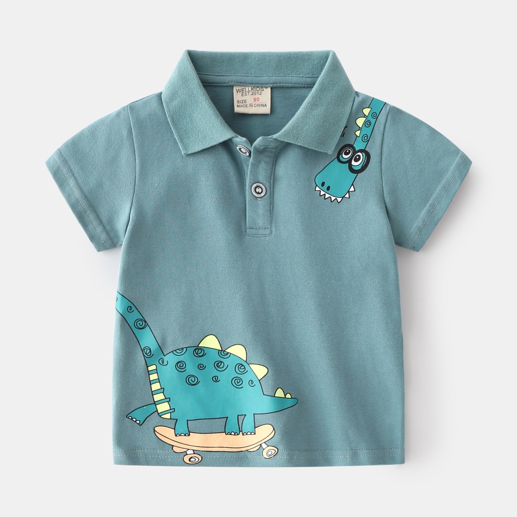 Áo polo Wellkids cộc tay in hình thú