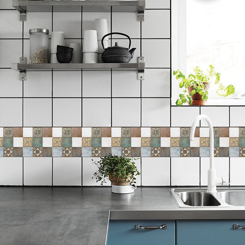 Set 18 Miếng Dán Tường Giả Gạch 10x10cm Chống Thấm Nước Trang Trí Nội Thất