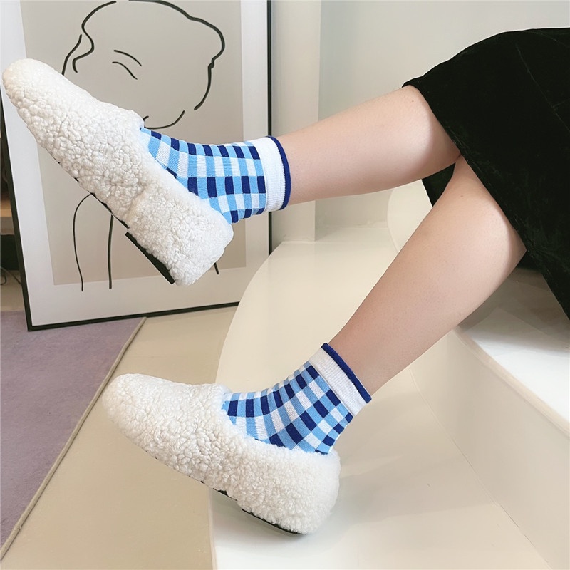 Vớ Cotton Cổ Vừa Họa Tiết Graffiti Thời Trang Xuân Thu Cho Nữ