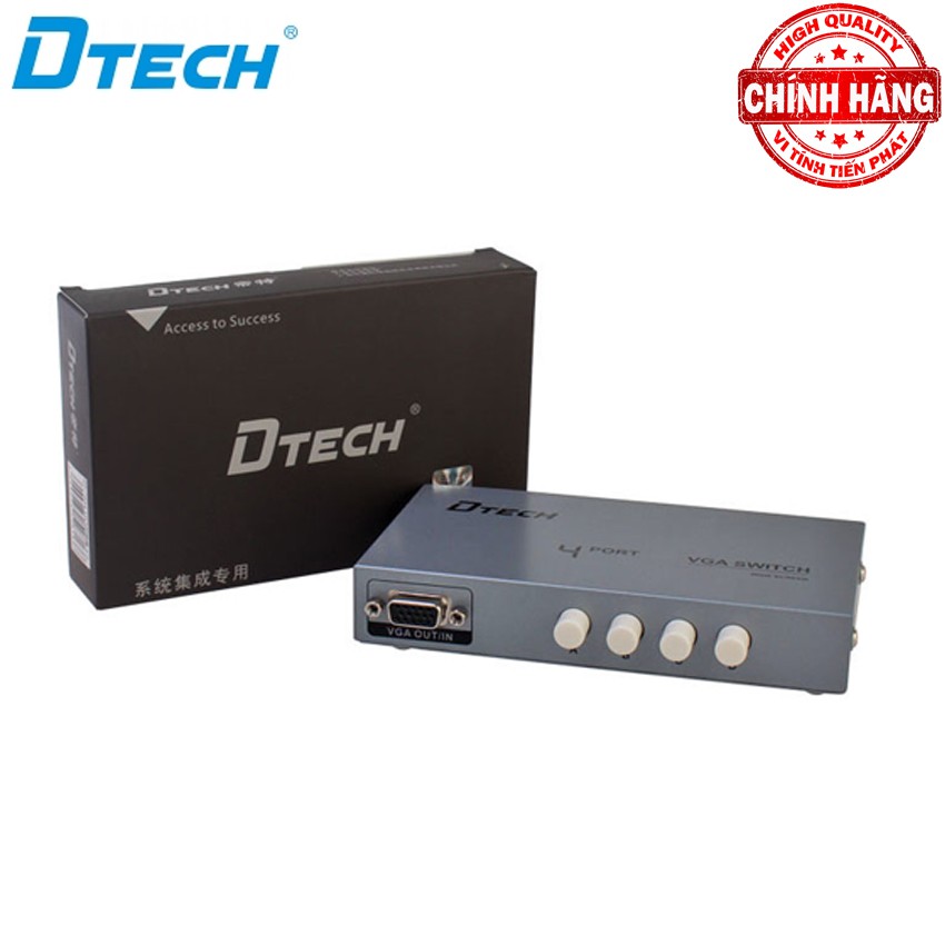 Switch bộ chia cổng VGA 4 ra 1 (4 máy tính ra 1 màn hình) Dtech DT-7034