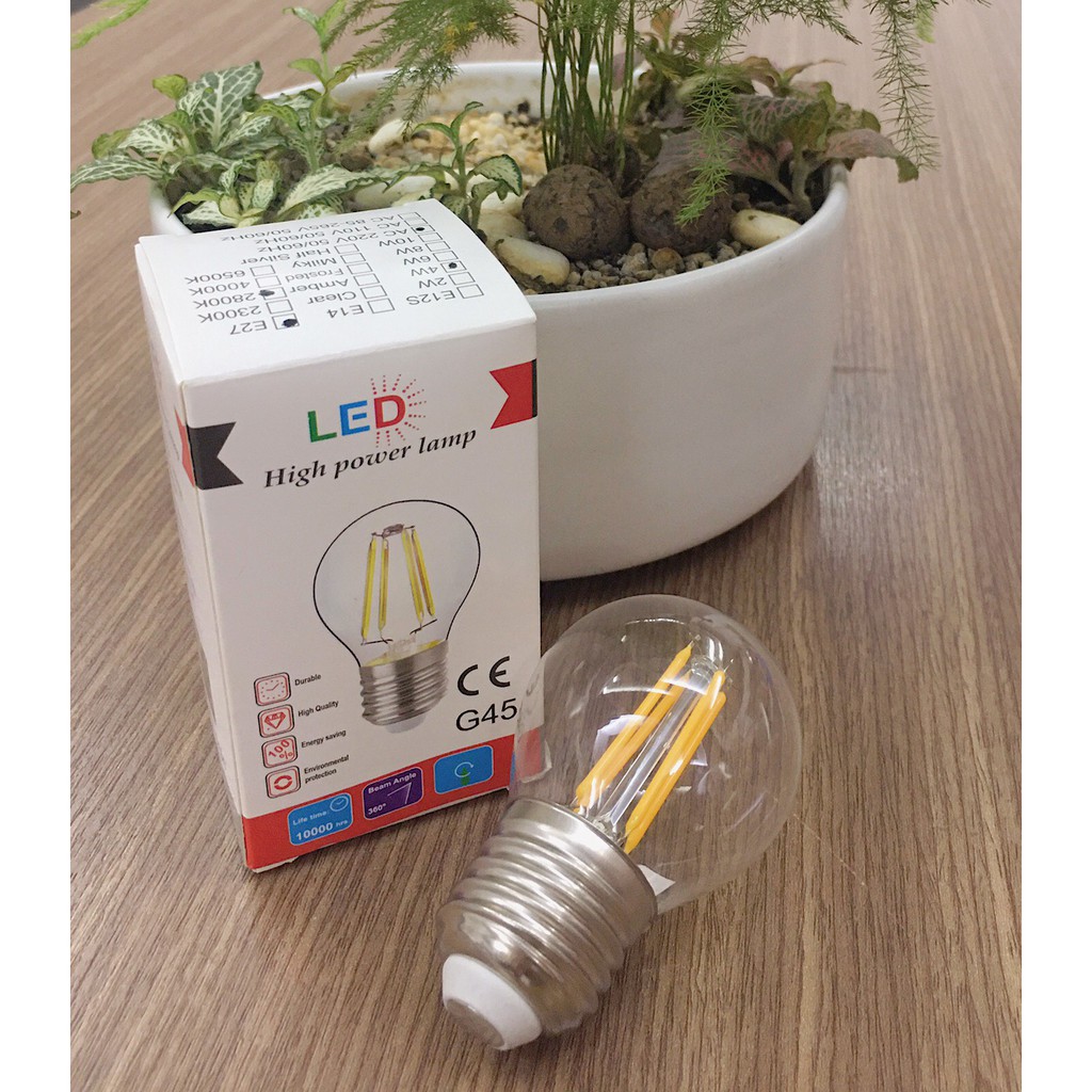 [RẺ NHẤT SHOPEE] ĐÈN LED TRÒN EDISON GIẢ SỢI ĐỐT G45, ĐUÔI E27, 4W