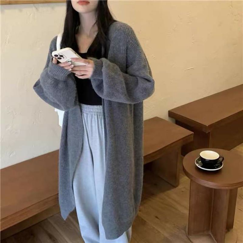 Áo khoác len Cardigan trơn dáng dài Ullzang 🐺