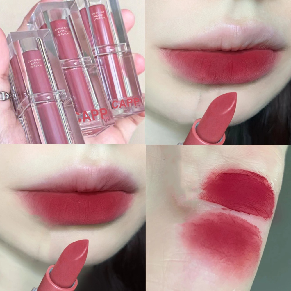 Còn Hàng Cappuvini Dưỡng Ẩm Matte Nhung Sương Không Dễ Decolorize Son Môi Cá Tuyết
