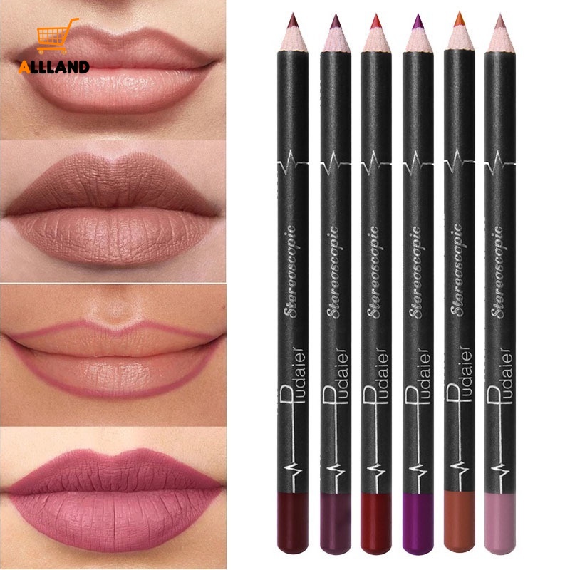 Set 6 Chì Kẻ Viền Môi/Kẻ Môi Lì Kháng Nước Lâu Trôi Trang Điểm Tự Nhiên