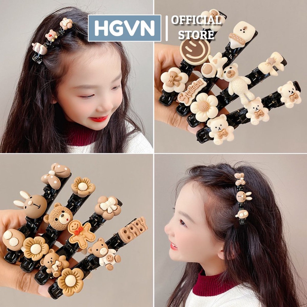 Kẹp Tóc Hình Gấu Cà Phê HGVN Dễ Thương Phong Cách Hàn Xẻng Cho Bé Gái #53