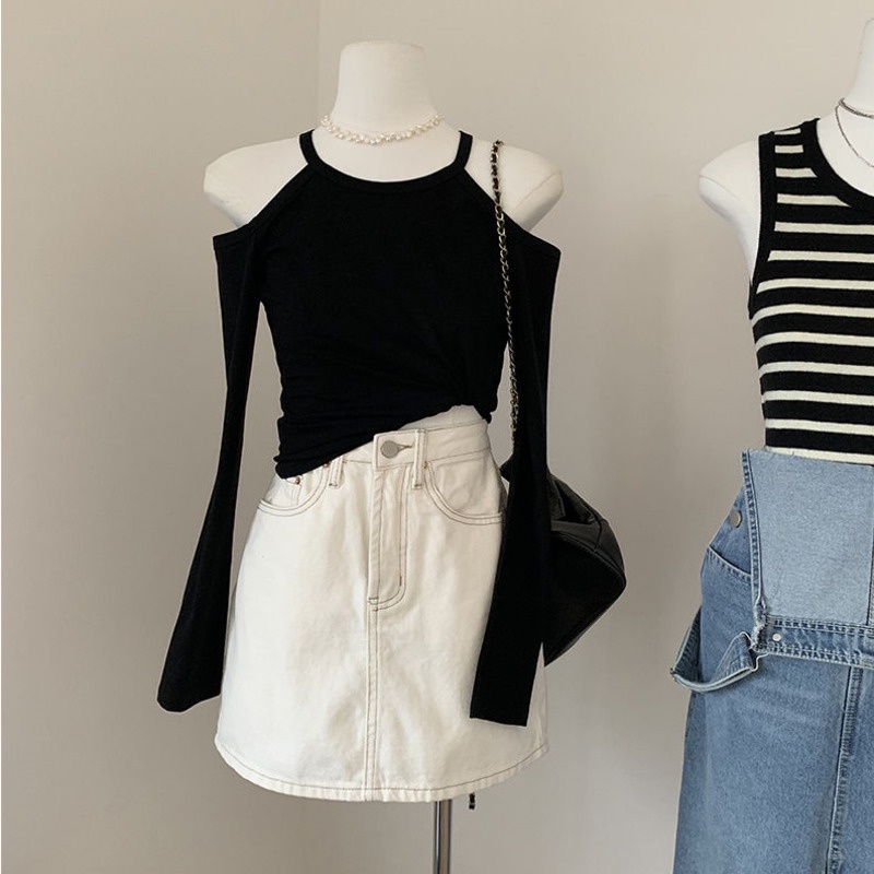 Áo Tay Dài Trễ Vai Hoạ Tiết Kẻ Sọc Thiết Kế Mới Thời Trang Mùa Hè Cho Phái Nữ