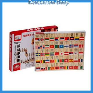 Bộ domino cờ 100 quốc gia bằng gỗ 4 thứ tiếng. Domino 100 lá cờ các quốc gia trên thế giới Doreamon Shop