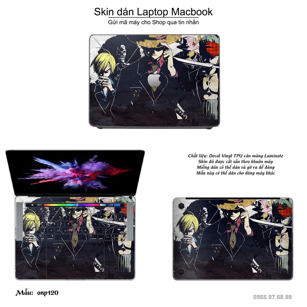 Skin dán Macbook mẫu One Piece (đã cắt sẵn, inbox mã máy cho shop)