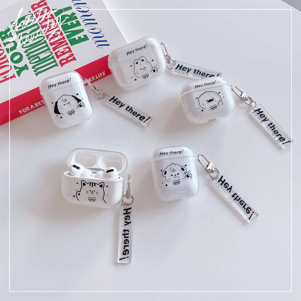 Vỏ Bảo Vệ Hộp Sạc Tai Nghe Bluetooth AirPods 1 2 pro 3 2021 gen3 Bằng Silicon TPU Mềm Trong Suốt Hình Động Vật Chống Thất Lạc