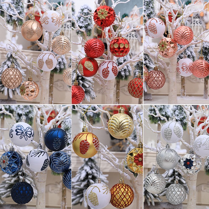 Unnyt 8pcs Christmas Tree Hanging Ball Pendant Xmas Tree Painted Ball Ornament Home Party Decor