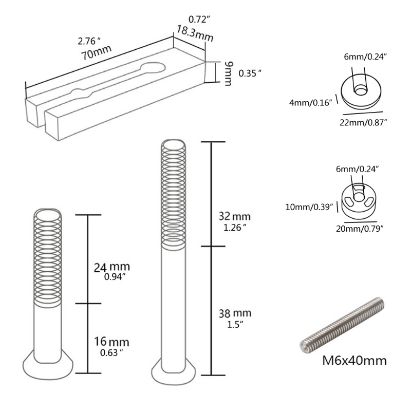 Kẹp Chữ T Cố Định Tháo Lắp Nhanh M6-40T M6-70 Chuyên Dụng