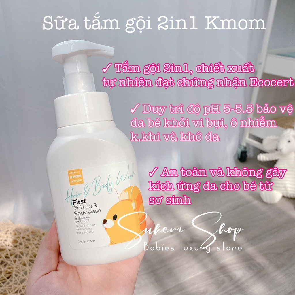 Sữa tắm gội hữu cơ KMOM 290ml cho bé