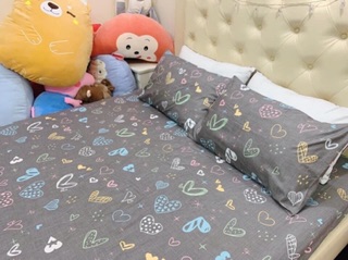 Set ga gối cotton trái tim nhỏ