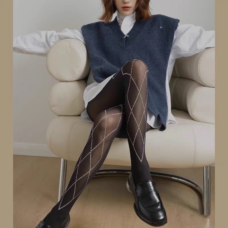 Quần Tất Da Đính Đá Sáng Hình Thoi Pantyhose Tights - Vani Store - TAT00194