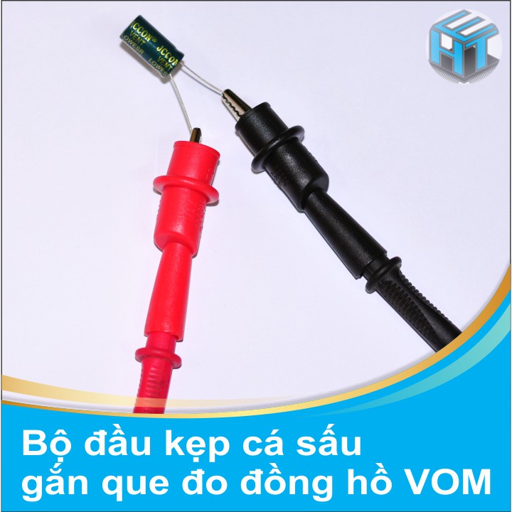 BỘ ĐẦU KẸP CÁ SẤU GẮN QUE ĐO ĐỒNG HỒ VOM Đen Đỏ