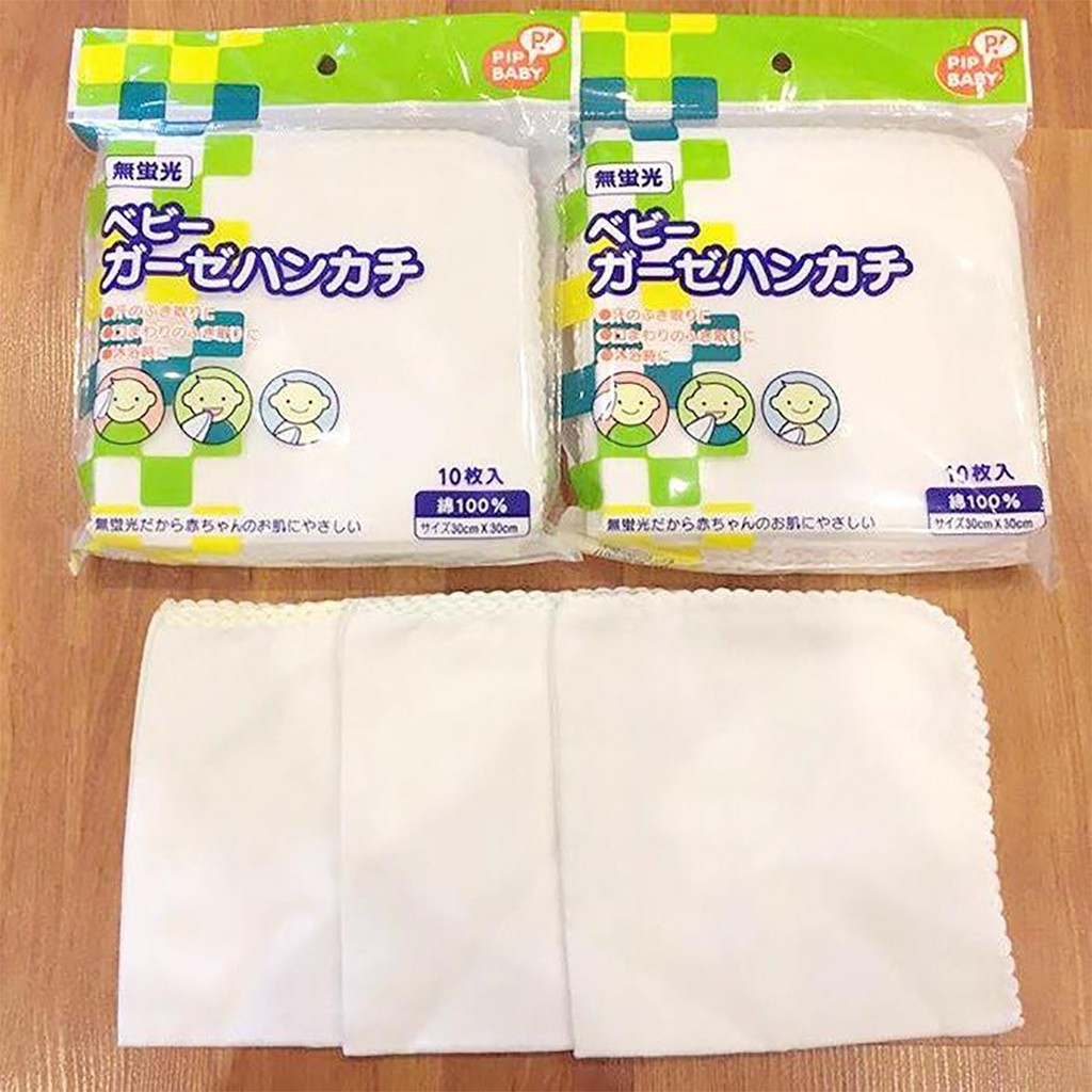 Set 10 khăn xô sữa PIP BABY 2 lớp cao cấp 30cm x 30cm (ib shop tặng bí kíp nuôi con không kháng sinh)